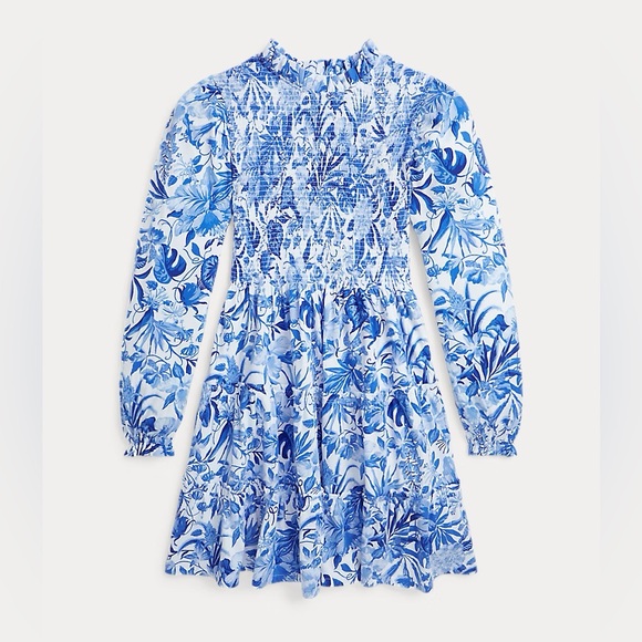 Ralph Lauren Floral Smocked Cotton Jersey Dress Small 7 - Picture 1 of 10